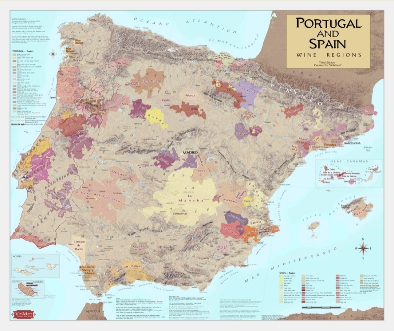 Portugal and Spain Wine Regions Map