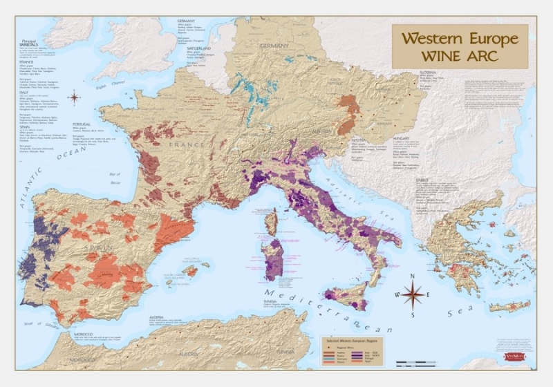 Western Europe Wine Arc Map